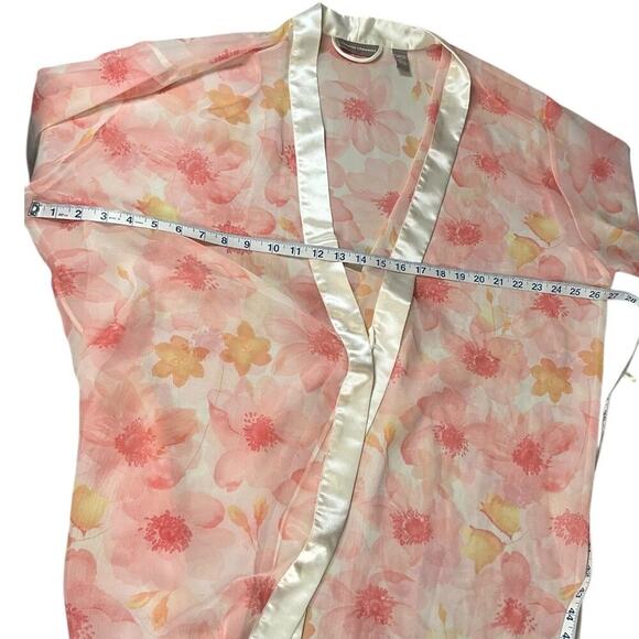 Valerie Stevens Floral Slip Dress & Robe Set XL Sheer Pink Lounge Nightgown Set - Picture 14 of 16